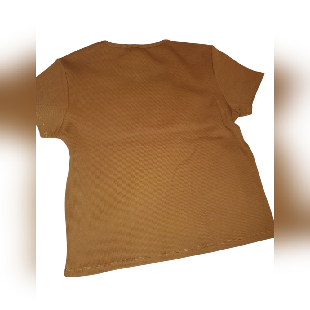 NWT House of Harlow 1960 Brown Ribbed Fitted Short Sleeve Tee Medium - Picture 4 of 7